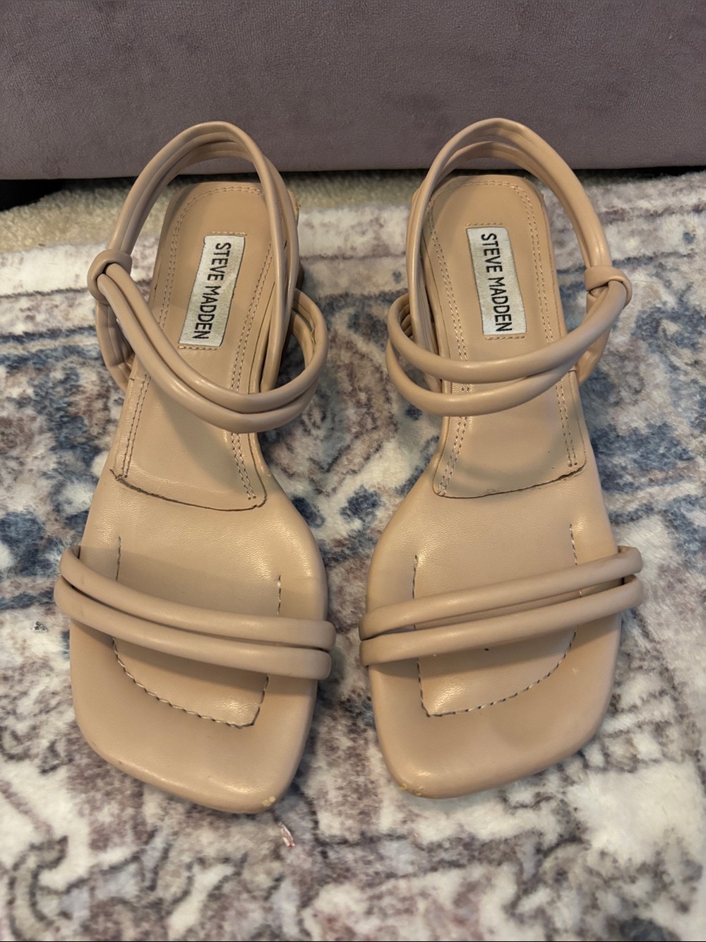 Steve Madden Beige Strappy Square-Toe Sandals